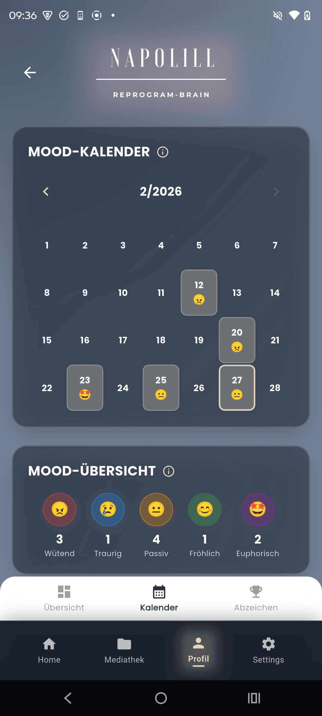 Mood-Kalender in der App – Stimmung tracken