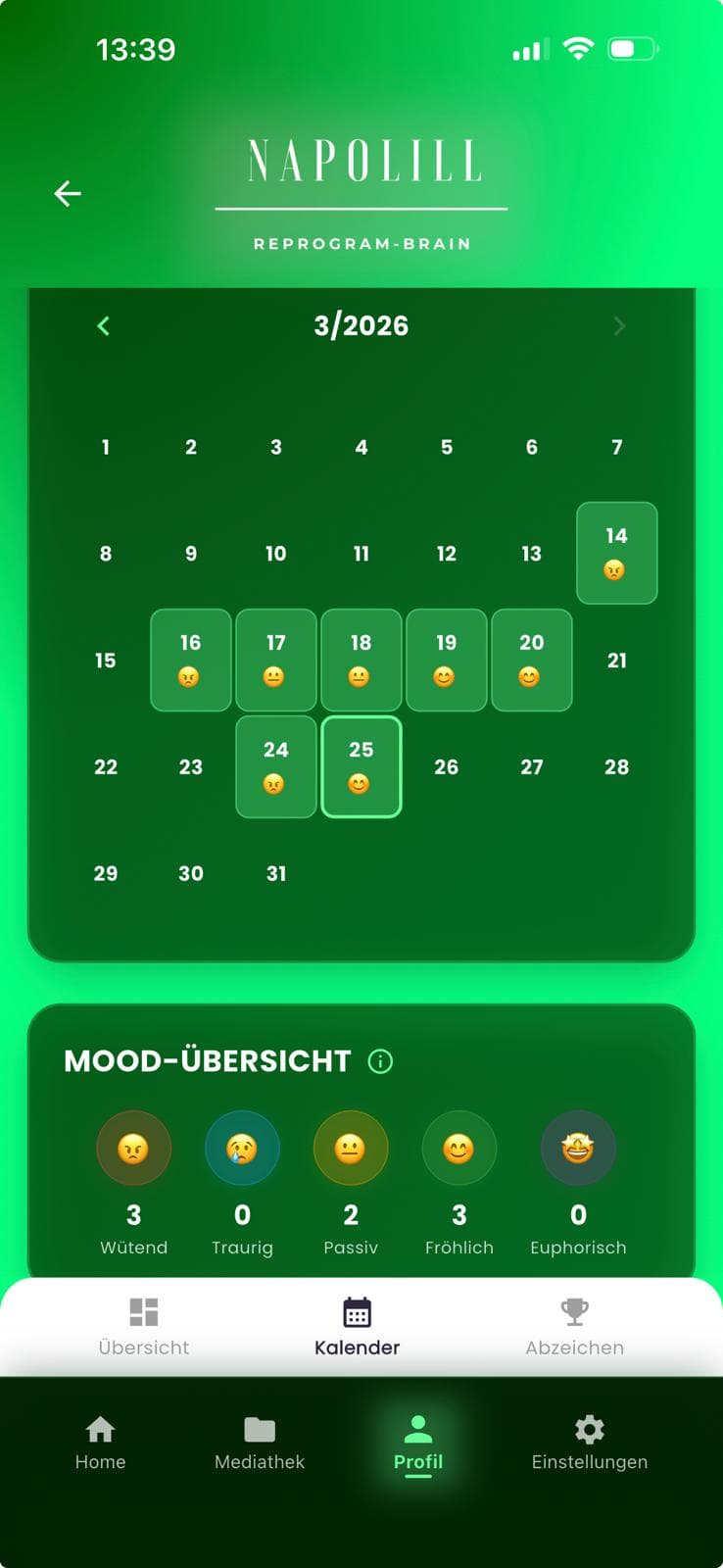 Mood-Kalender in der App